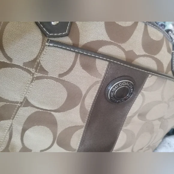 Coach Brown and Tan Signature Tote Bag - Picture 8 of 12